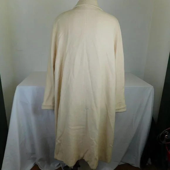 Fleurette Women Ivory Long Lined Coat 4 Piece Button Collared Vintage USA FLAW - Picture 4 of 12